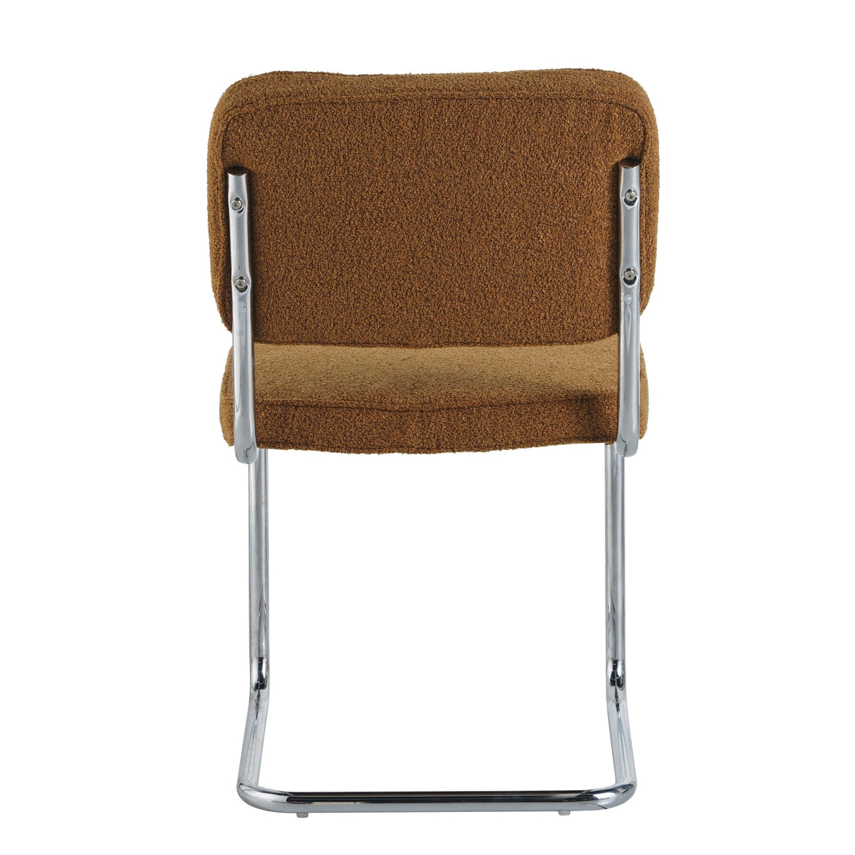 Modern Dining Chair Copper Bouclé Fabric Sway - Chrome Frame - Without Armrests