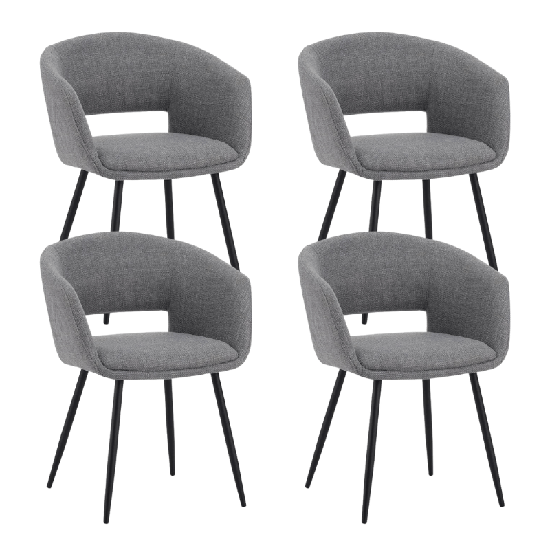 Scandinavian dining chair gray fabric bucket shape Don - with armrests