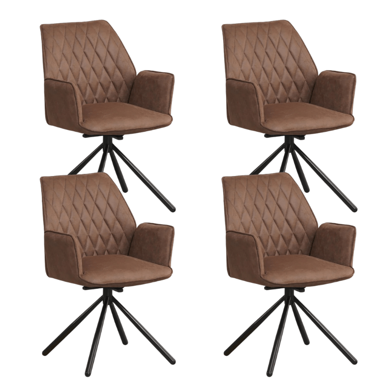 Industrial Swivel Dining Chair Taupe Fabric Novan - 180° Swivel