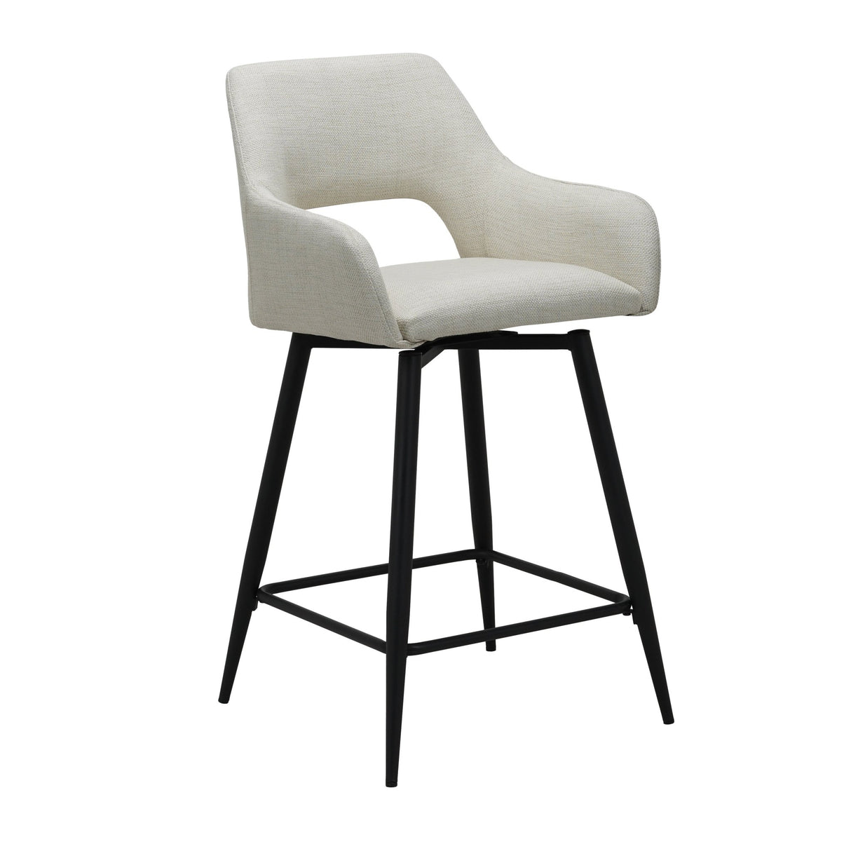 Swivel Bar Stool Beige Fabric Skye - Seat Height 67 cm - With Armrests