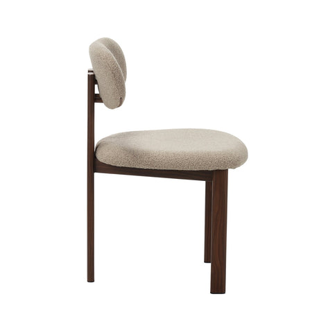 Japandi Dining Chair Miyo Bouclé Sand Color - Walnut Look Frame