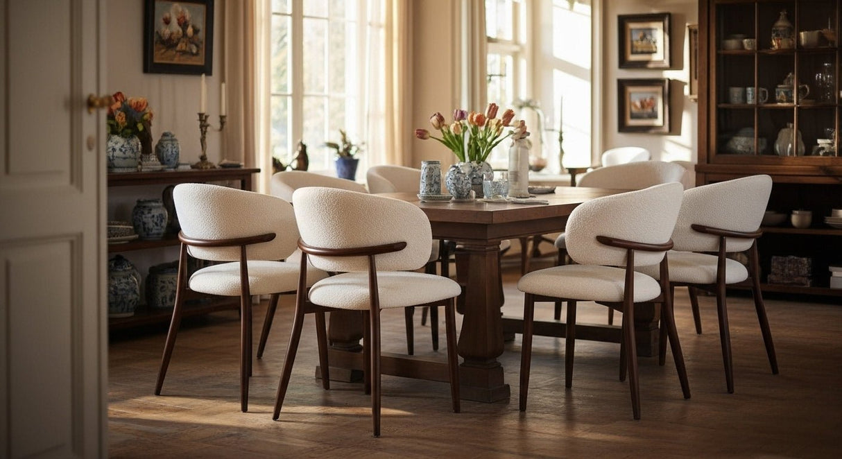 Japandi Eetkamerstoel Yuka Beige - Walnootlook Frame