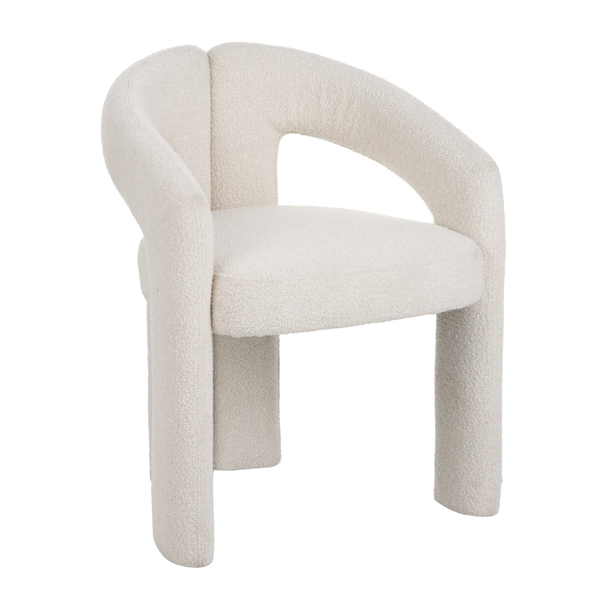 Design Dining Chair Ivory Bouclé Maro - Fully Upholstered 
