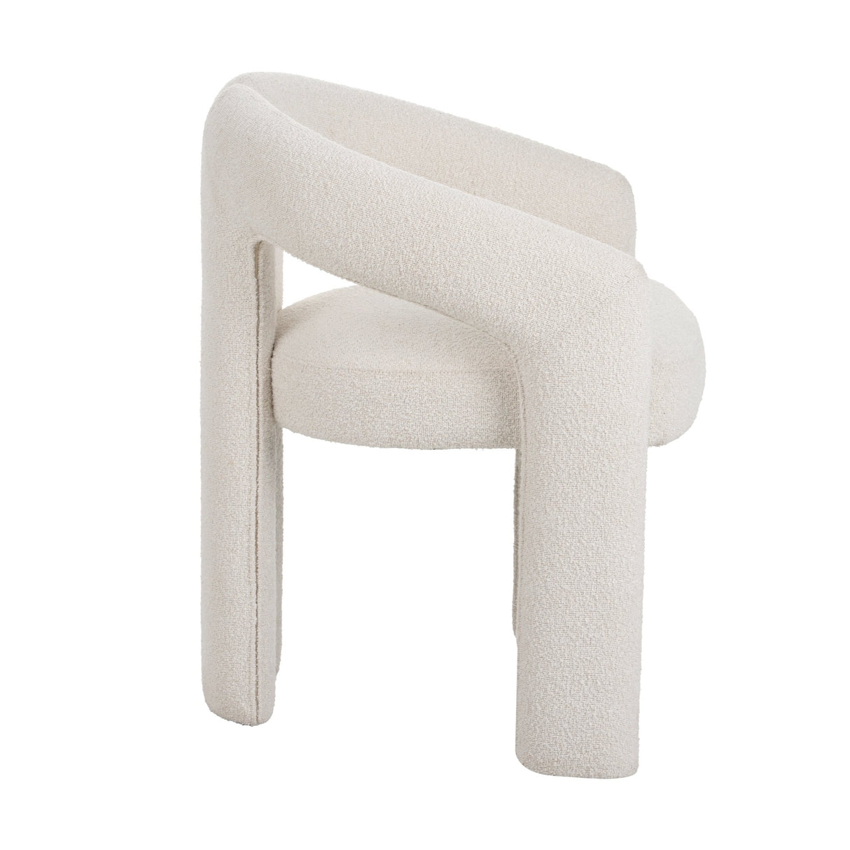 Design Dining Chair Ivory Bouclé Maro - Fully Upholstered 