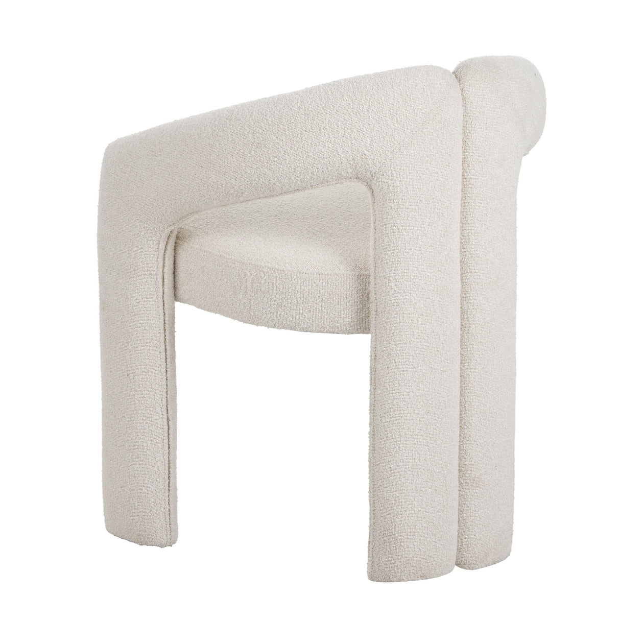 Design Dining Chair Ivory Bouclé Maro - Fully Upholstered 