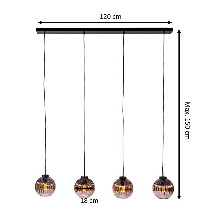 Viola 4-Light Pendant Lamp Glass Brown