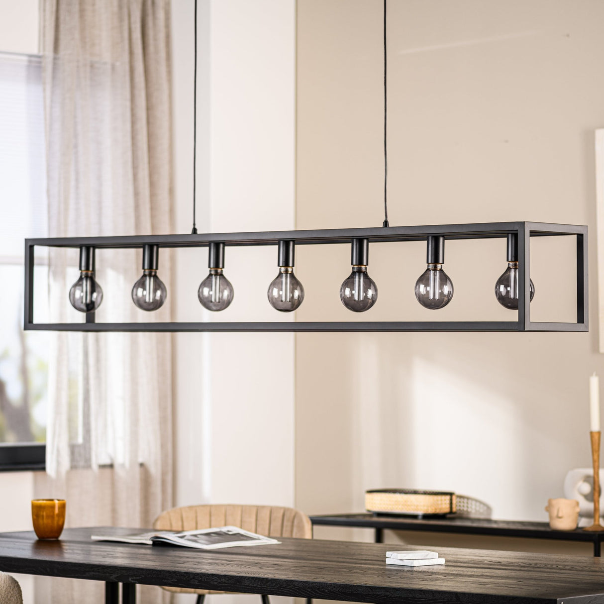 Hanging lamp Tibor 7-light metal black