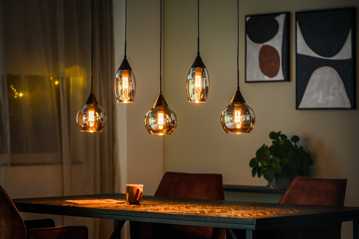 Kesi 5-Light Pendant Lamp Smoke Glass