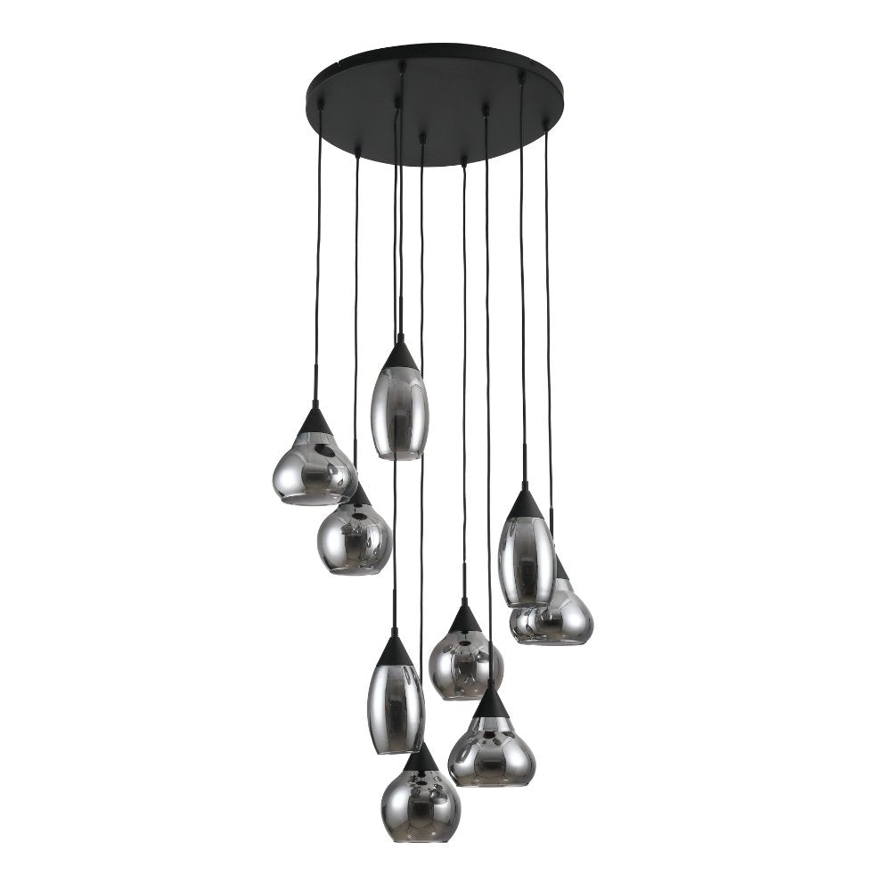 Kesi 9-Light Tiered Pendant Lamp Smoke Glass