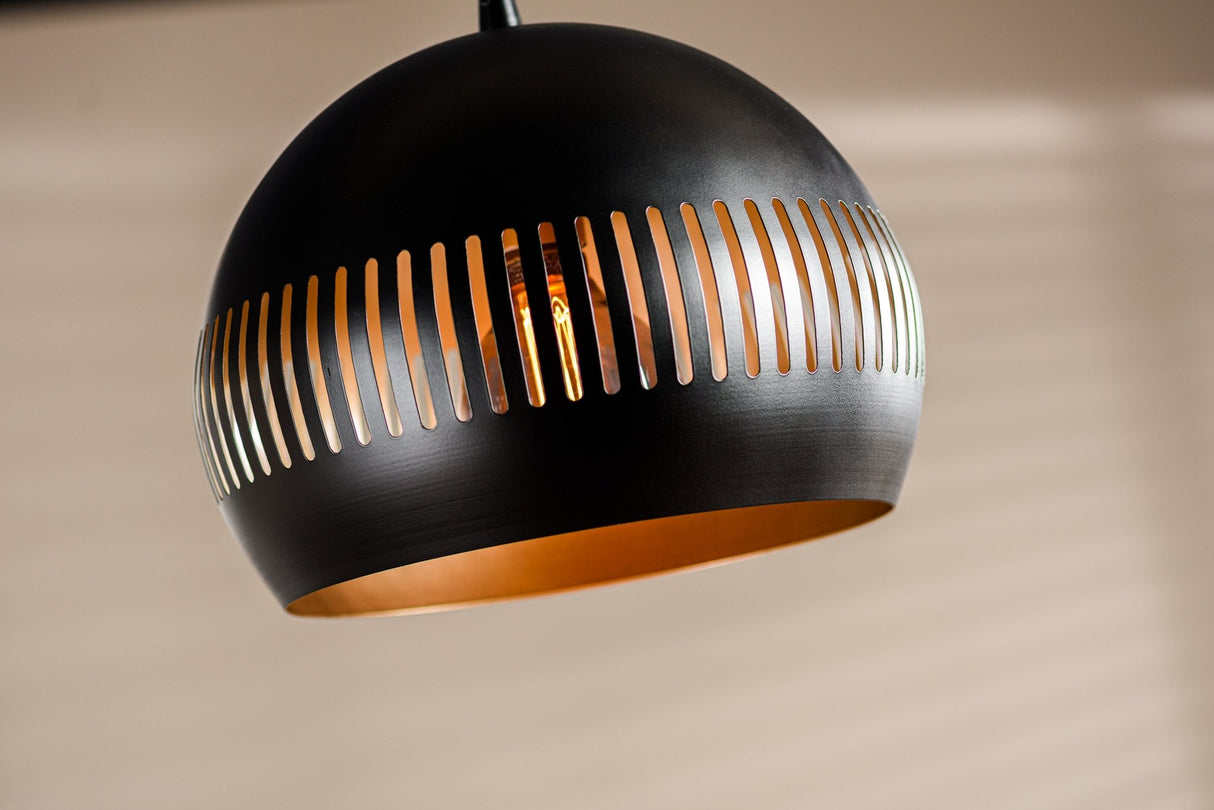 Hanging lamp Indy 3-light half round metal black