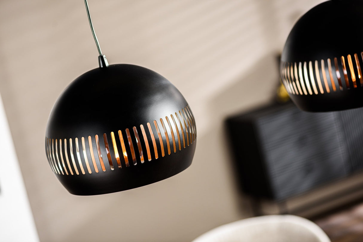 Hanging lamp Indy 3-light half round metal black