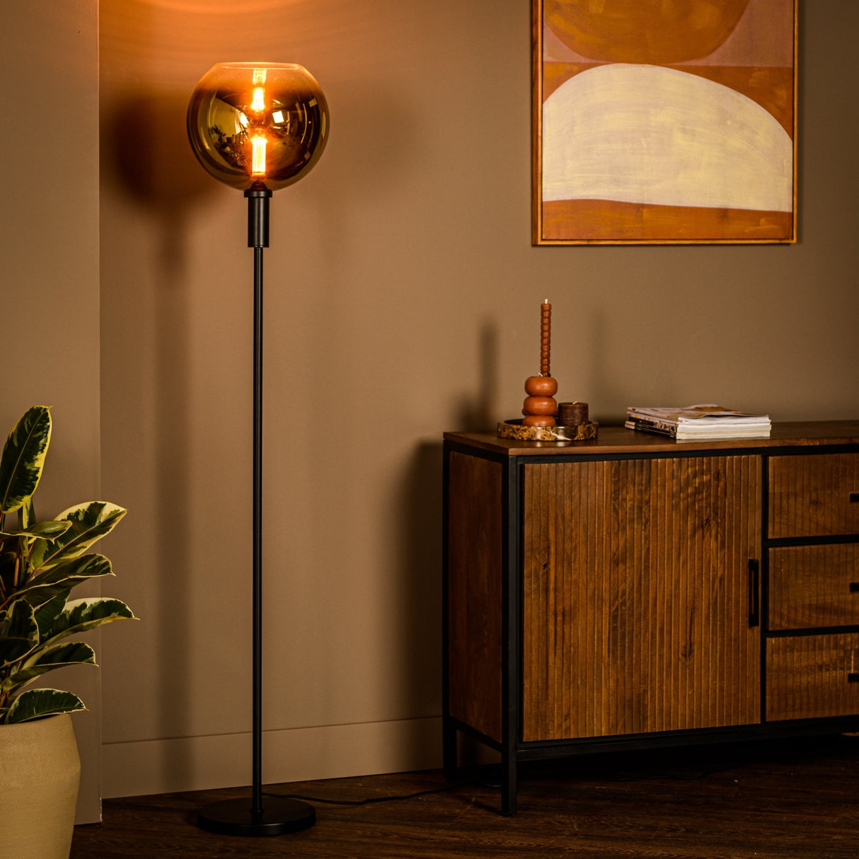 Floor lamp Nala 1-light glass gold