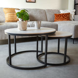 Coffee table set of 2 Trevor Marble White round