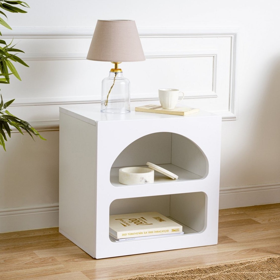 Bedside table Lorin white melamine 50x50x38 cm