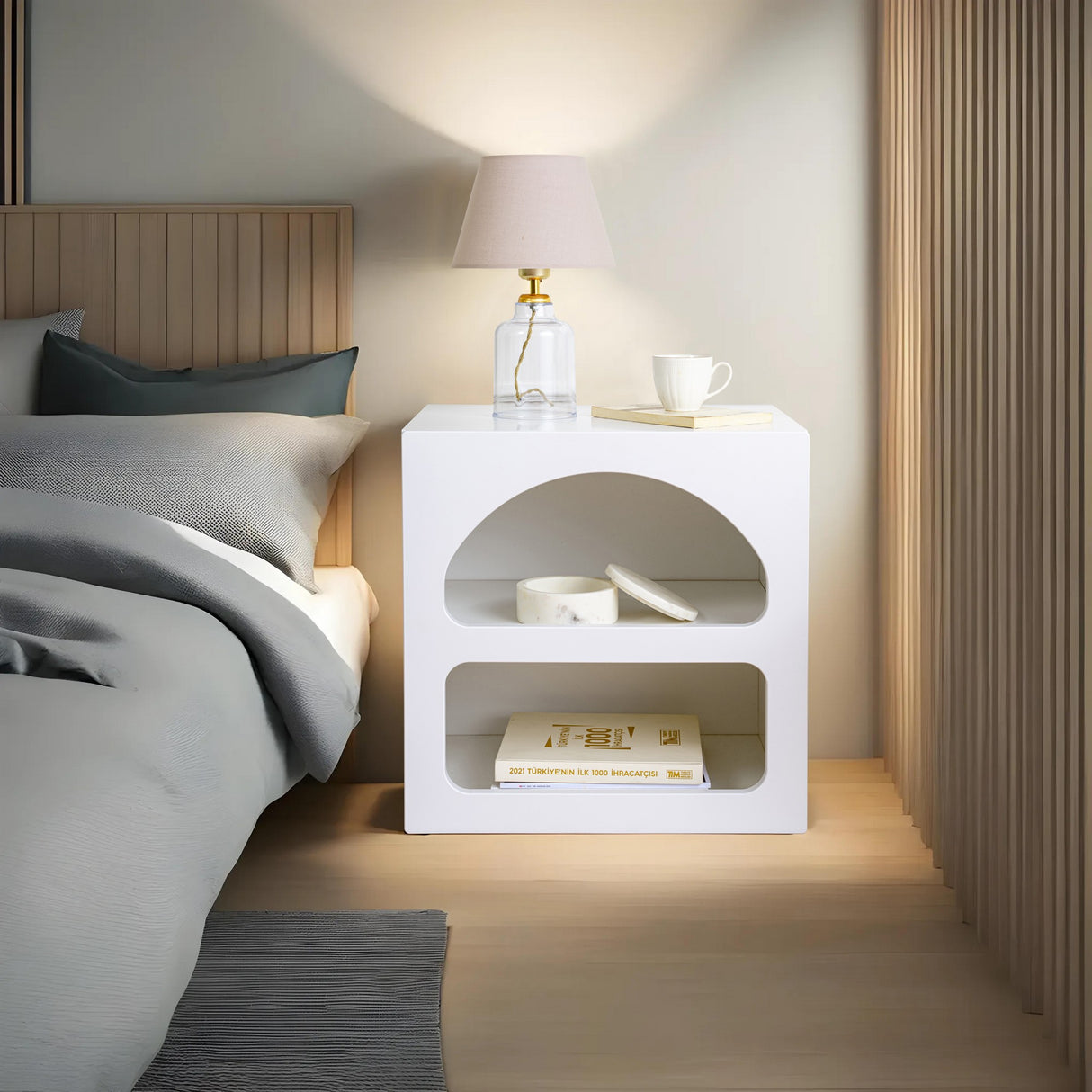 Bedside table Lorin white melamine 50x50x38 cm