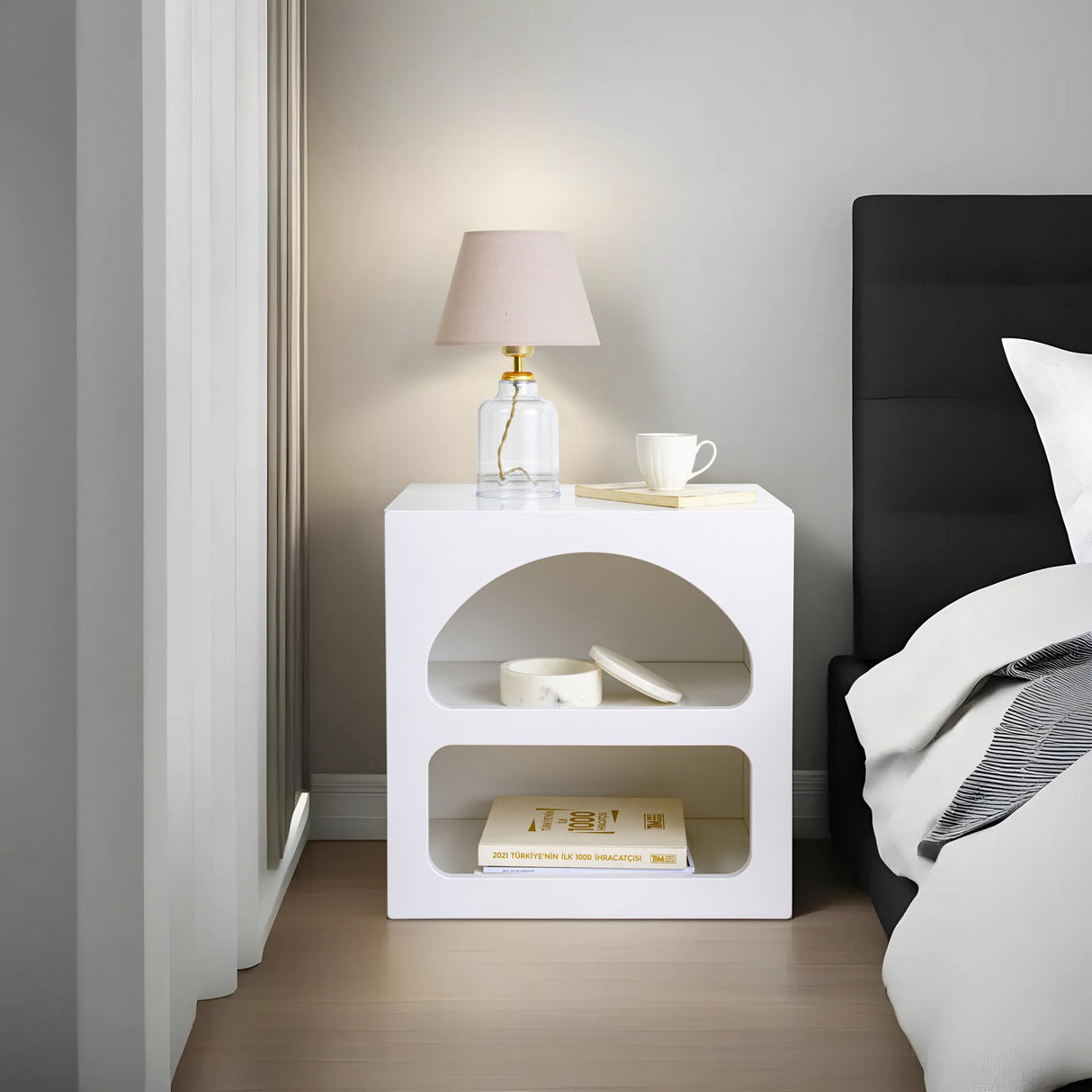 Bedside table Lorin white melamine 50x50x38 cm