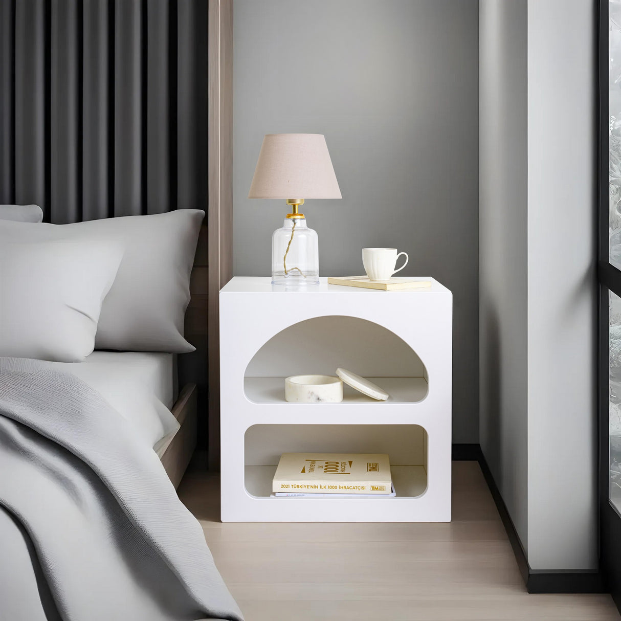 Bedside table Lorin white melamine 50x50x38 cm