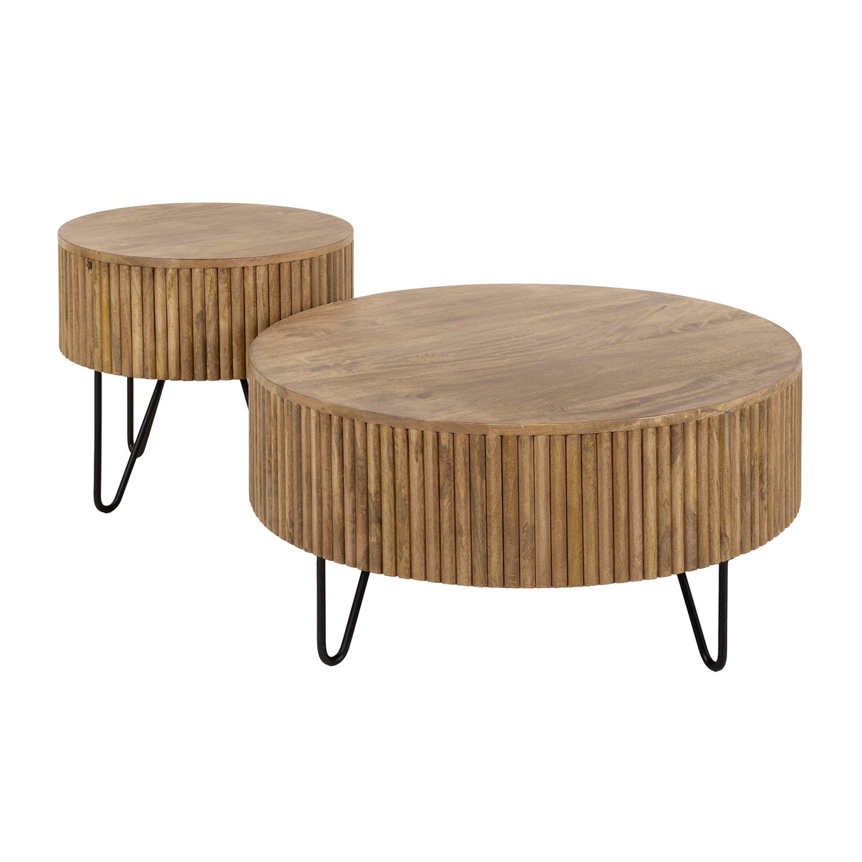 Set of 2 round coffee tables Maria Mango wood