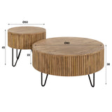 Set of 2 round coffee tables Maria Mango wood