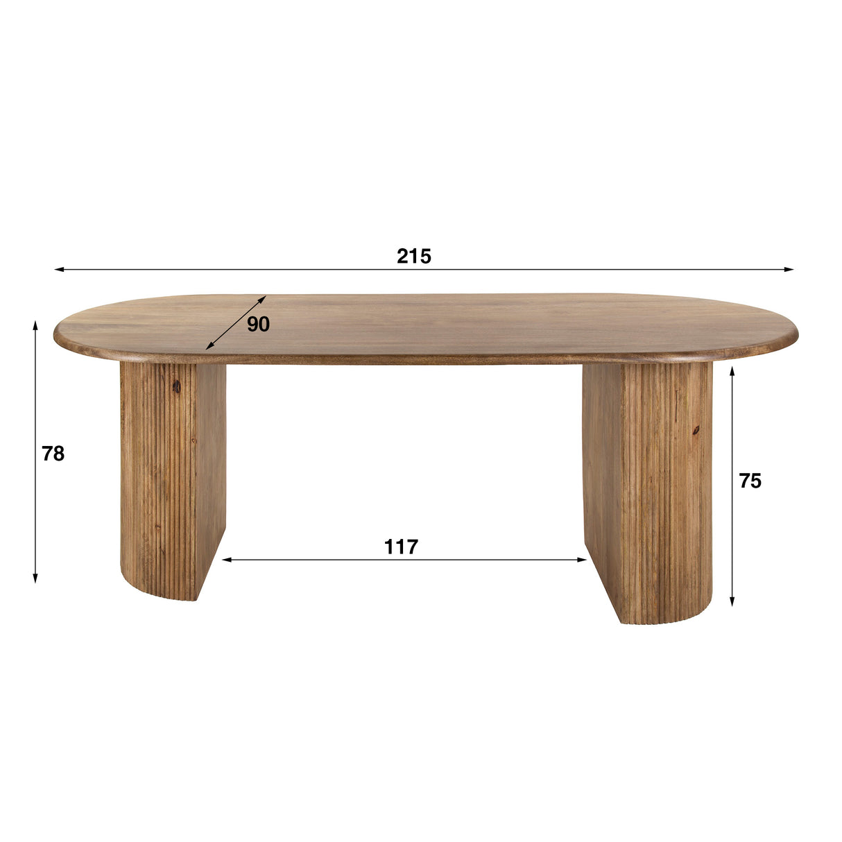 Dining table Maria Mango wood Brown 215x90 cm