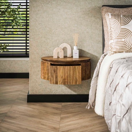 Mango bedside table with 1 drawer - sand 