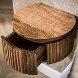 Floating bedside table Curve round 1-drawer Mango wood sand 