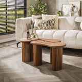 Coffee table set of 2 fem acacia wood brown