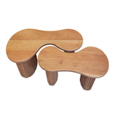 Coffee table set of 2 fem acacia wood brown