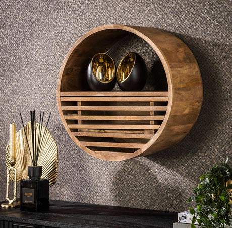 Round Wall Shelve Jerome 1 drawer mango wood sand color