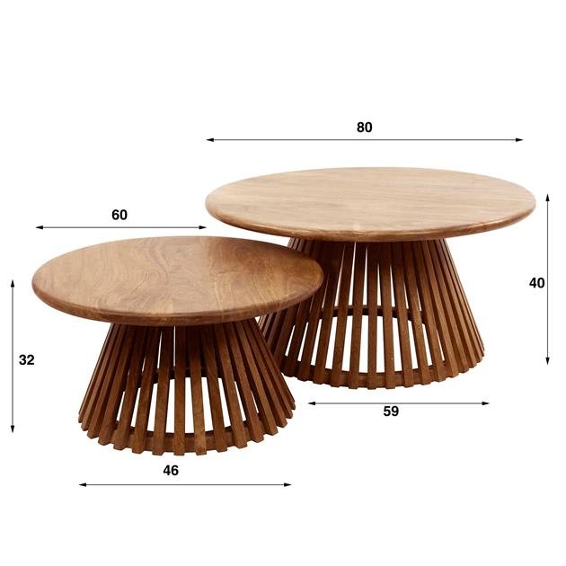 Coffee table set of 2 Vera Mango wood