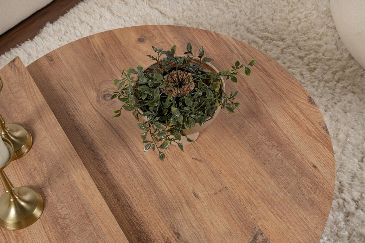 Round Coffee Table Atlantic Pinewood Stepped Melamine 90 cm Orin 