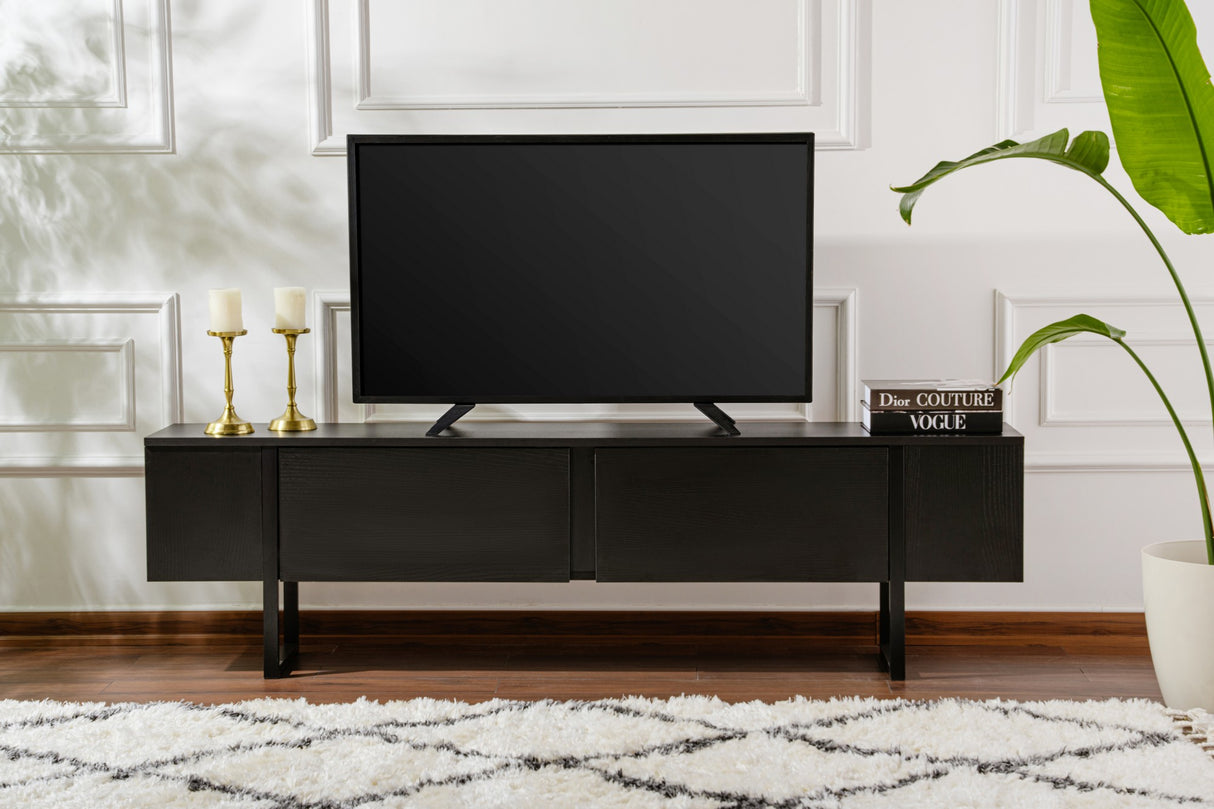 TV Cabinet Black Melamine Blitz 50x180x29.5 cm 