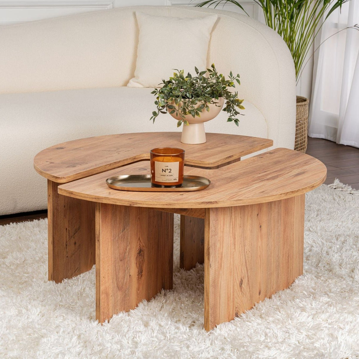 Round Coffee Table Moari Atlantic Pine Wood Melamine 90 cm 