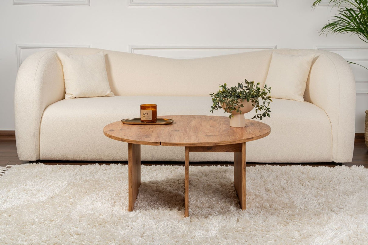 Round Coffee Table Moari Atlantic Pine Wood Melamine 90 cm 