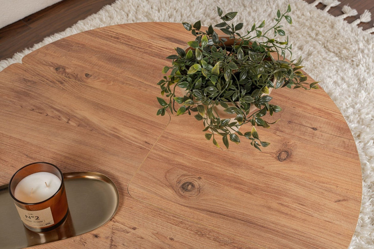 Round Coffee Table Moari Atlantic Pine Wood Melamine 90 cm 