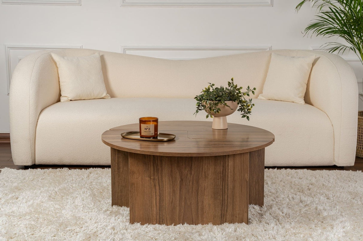 Round Coffee Table Moari Walnut Melamine 90 cm 