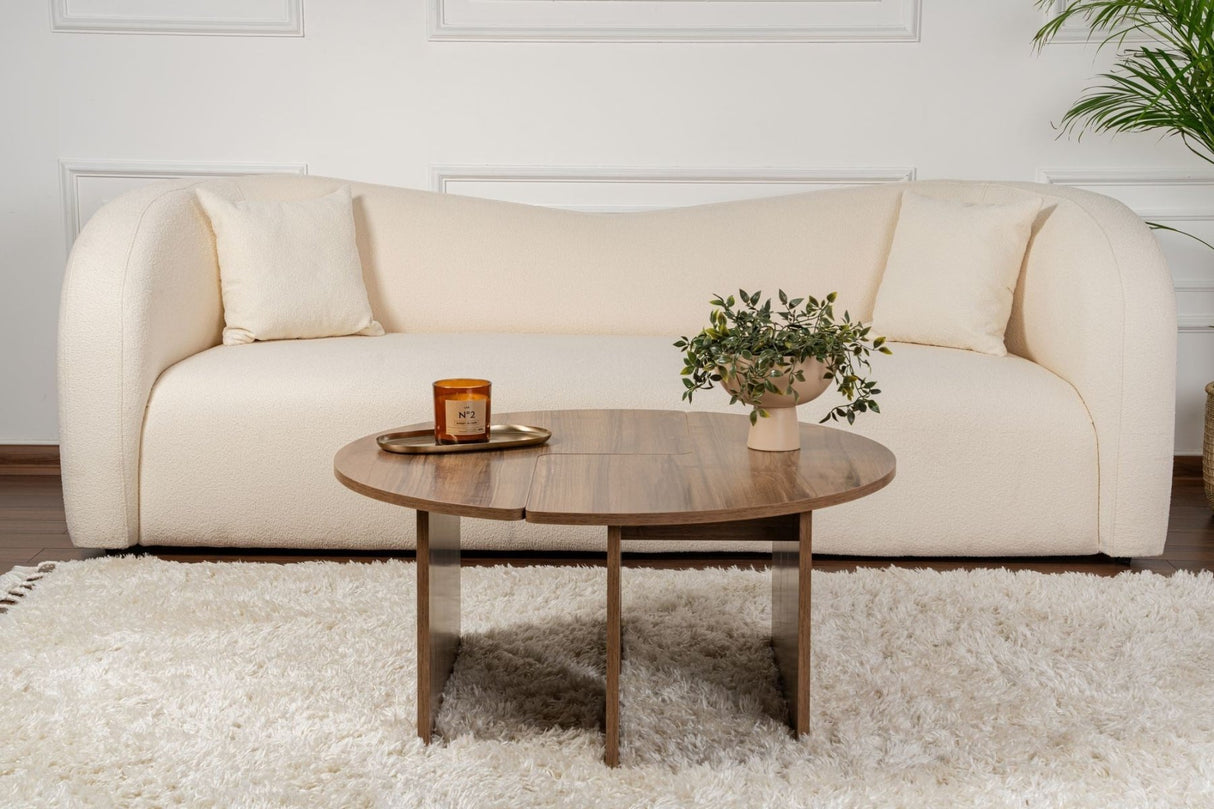 Round Coffee Table Moari Walnut Melamine 90 cm 