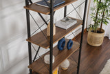 Industrial Bookcase Ely Walnut Melamine - Black Frame - 180x90 cm 