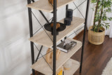 Industrial Bookcase Ely Travertine Melamine - Black Frame - 180x90 cm 