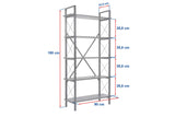 Industrial Bookshelf Ely White Wood Melamine - Black Frame - 180x90 cm 