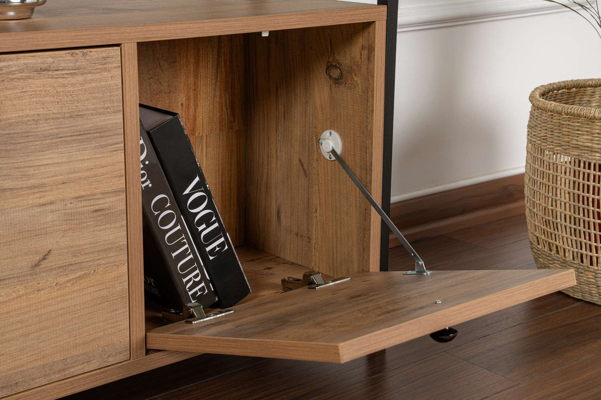 Sideboard Atlantic Pine Saloce - Black Frame - Three Compartments - 120x77 cm 