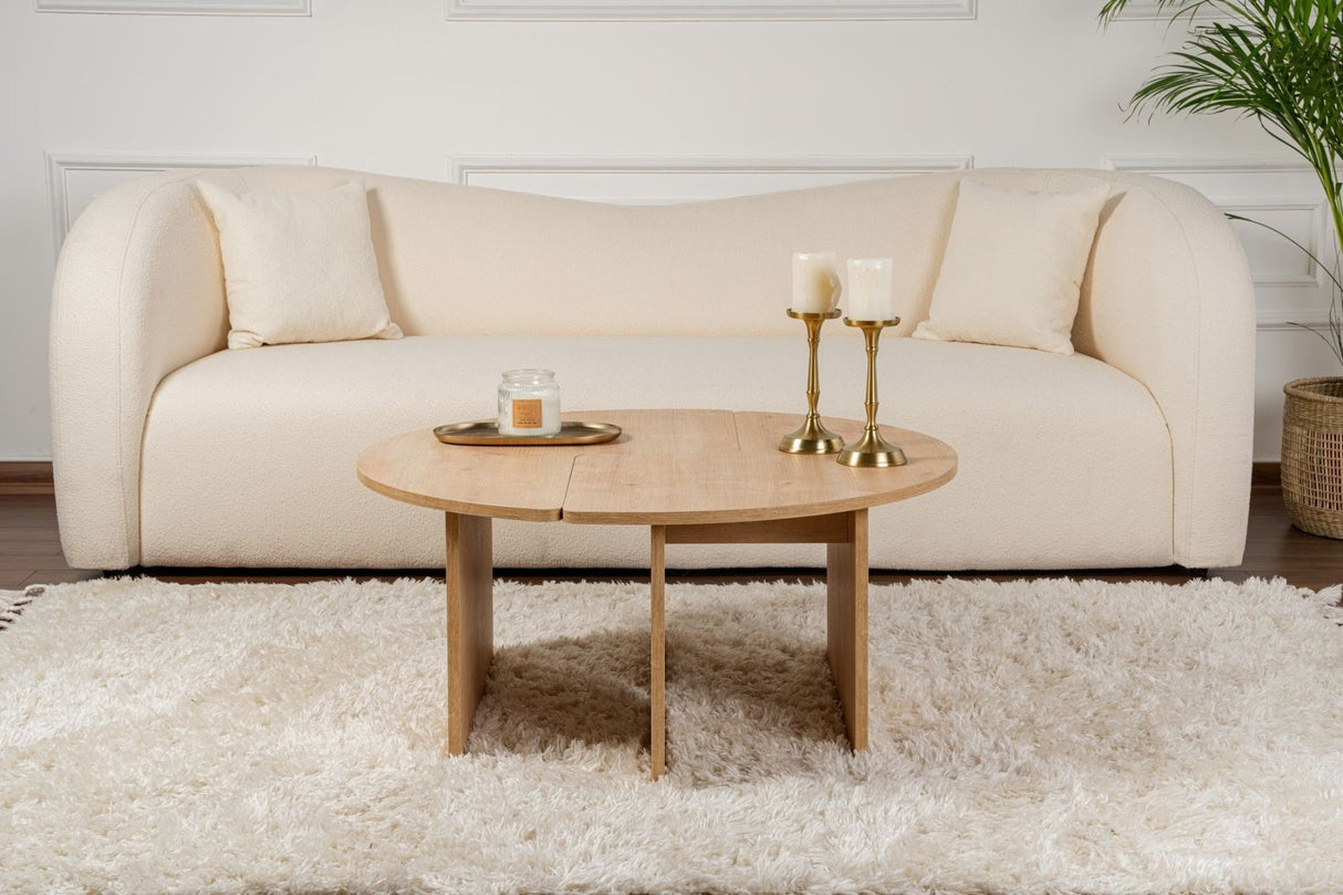 Round Coffee Table Moari Oak Melamine 90 cm 