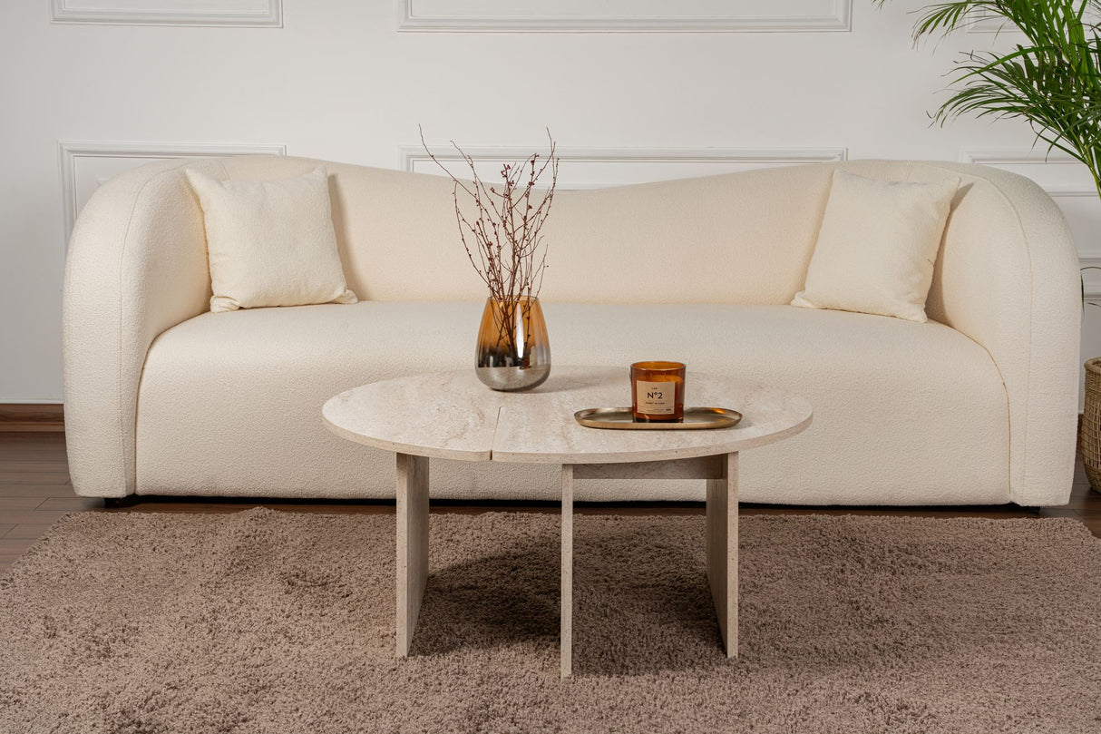 Coffee Table Set of 2 Travertine Maira - Melamine 