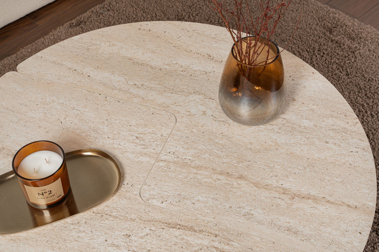 Coffee Table Set of 2 Travertine Maira - Melamine 