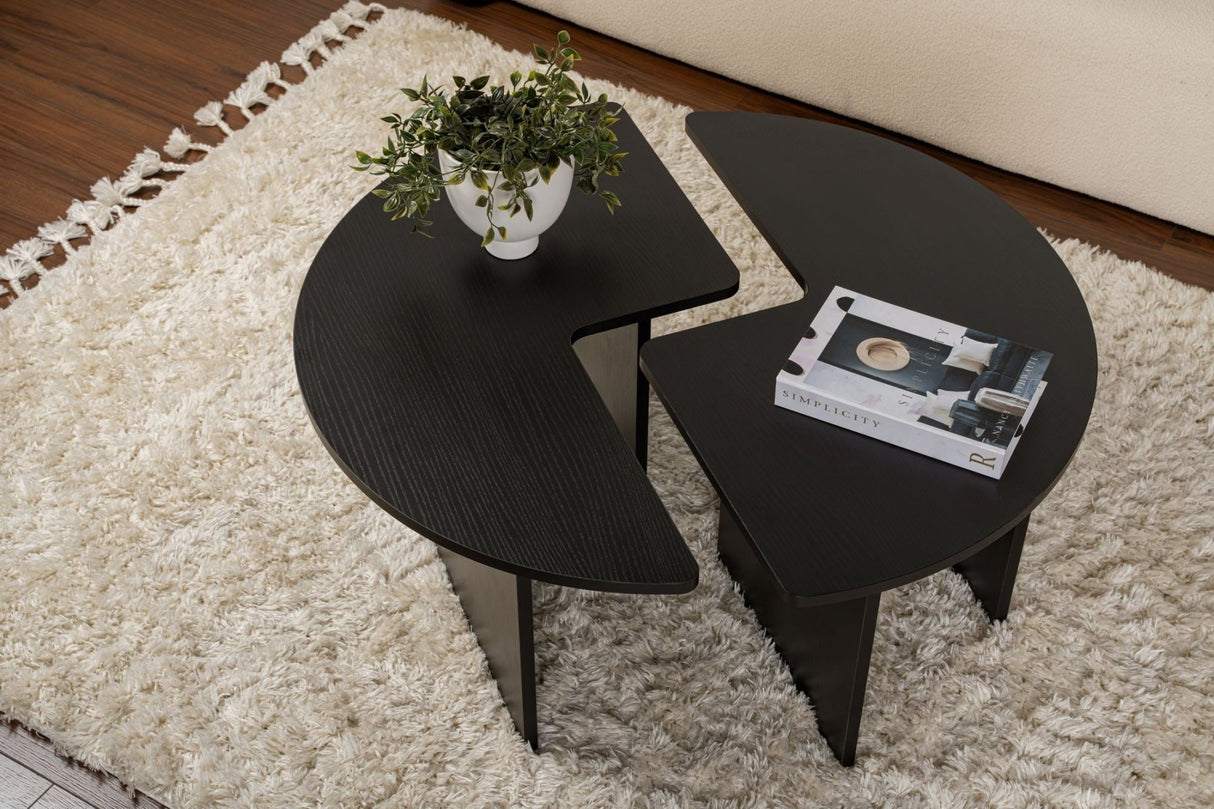 Round Coffee Table Moari Black Melamine 90 cm 