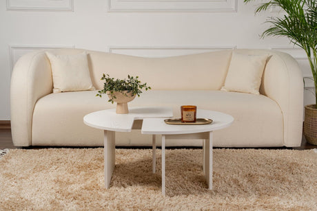 Round Coffee Table Moari Wood Look White Melamine 90 cm 