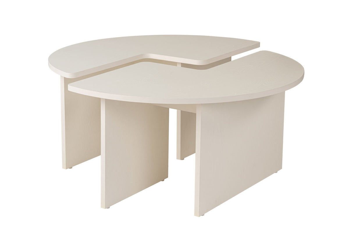Round Coffee Table Moari Wood Look White Melamine 90 cm 