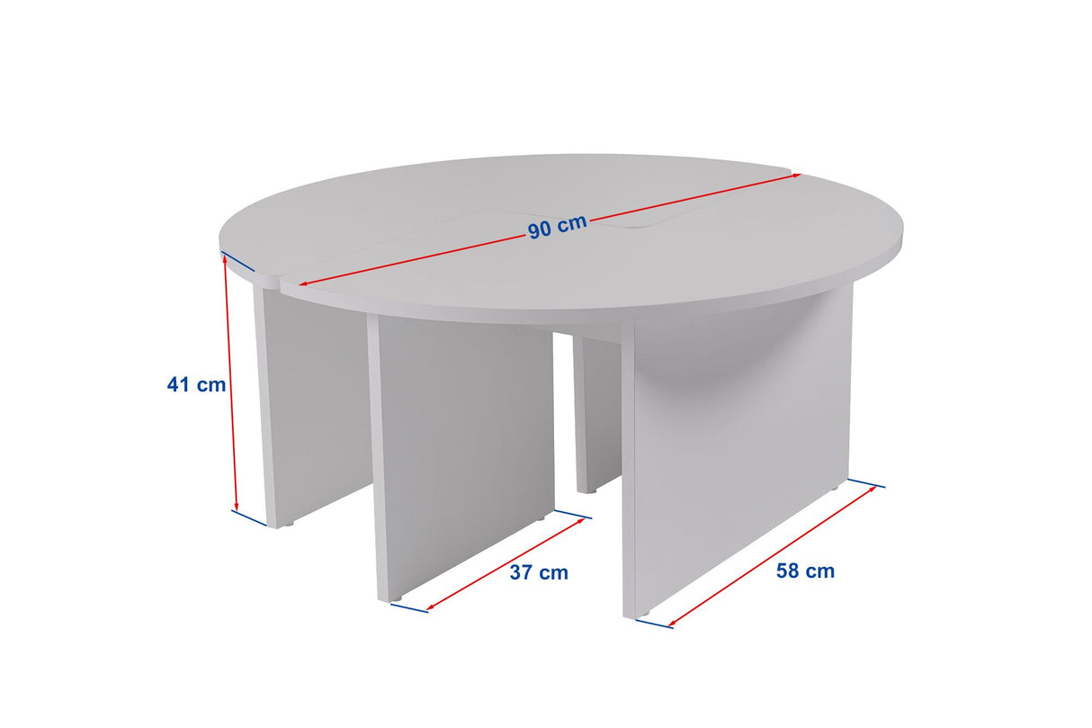 Round Coffee Table Moari Wood Look White Melamine 90 cm 