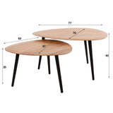 Organic coffee table Elvie set of 2 triangle acacia wood