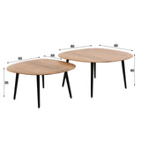 Organic coffee table Elvie set of 2 pebble -shaped acacia wood